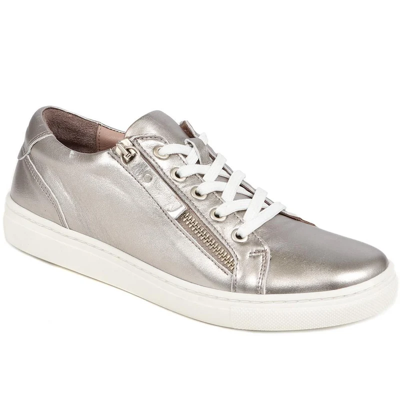 Padova2 Leather Lace-Up Trainers - PADOVA2 / 324 917 - Pewter