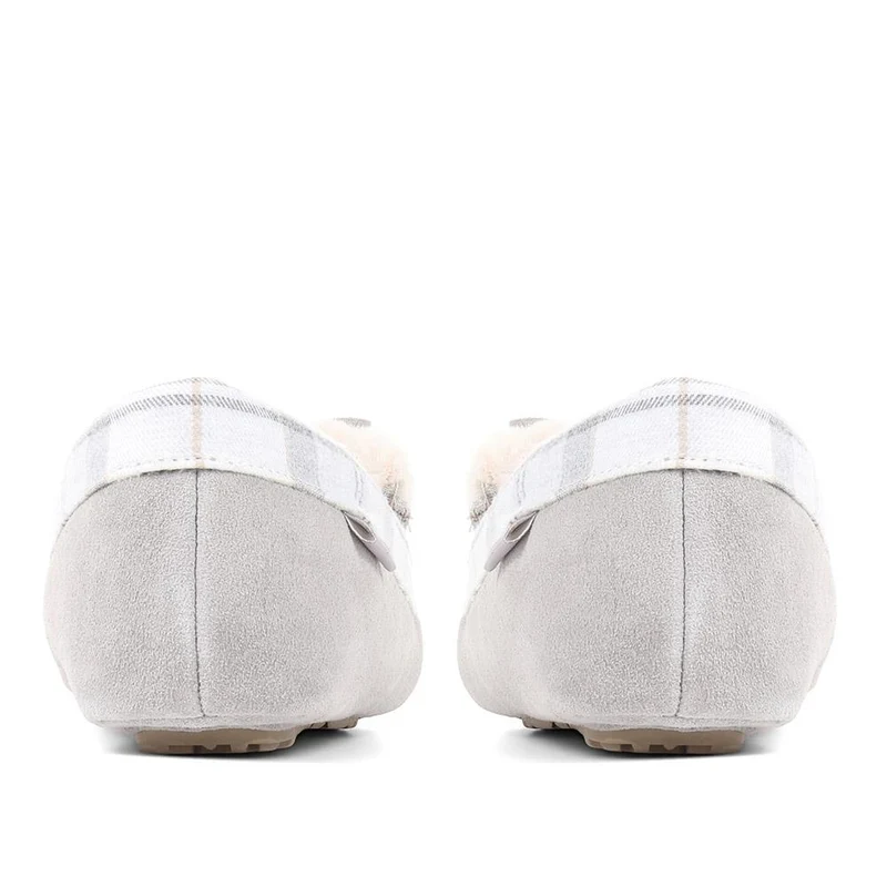 Darcie Leather Moccasin Slippers - BARBR34525 / 320 324 - Grey
