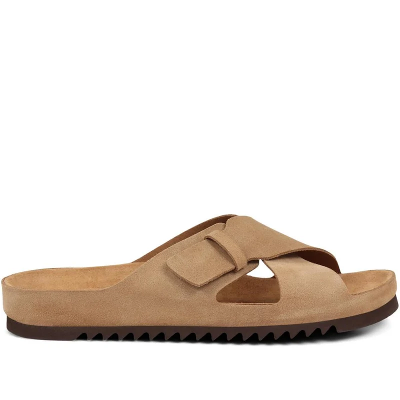 Wavy Leather Mules - WAVY / 325 411 - Sand Suede