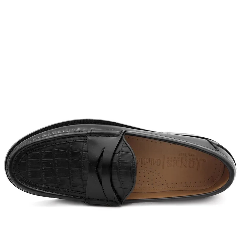 Romsey Leather Penny Loafers - ROMSEY / 329 957 - Black Croc