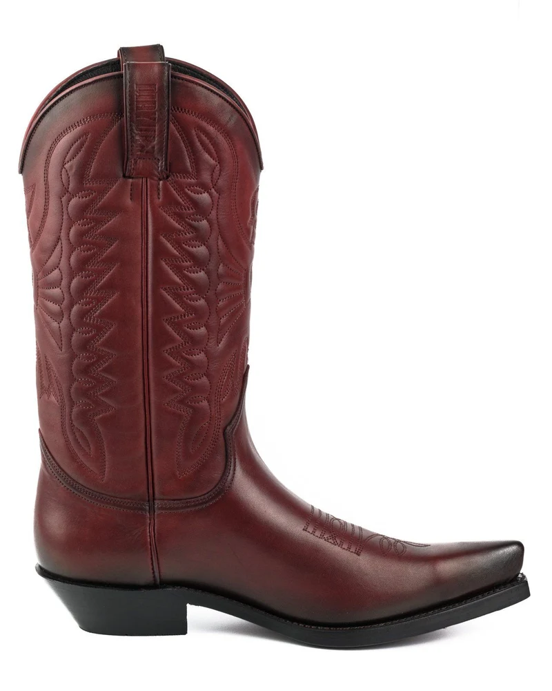 Herren- und Damen-Country- und Western-Cowboystiefel 1920 aus dunkelrotem Leder