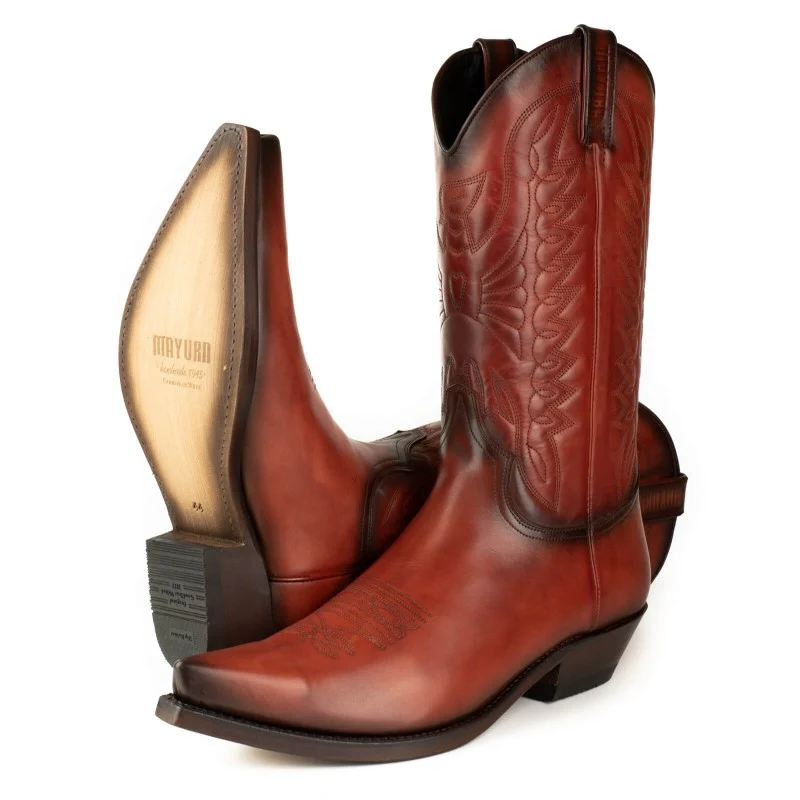 Country- und Western-Cowboystiefel 1920 aus Leder in Orange für Herren und Damen