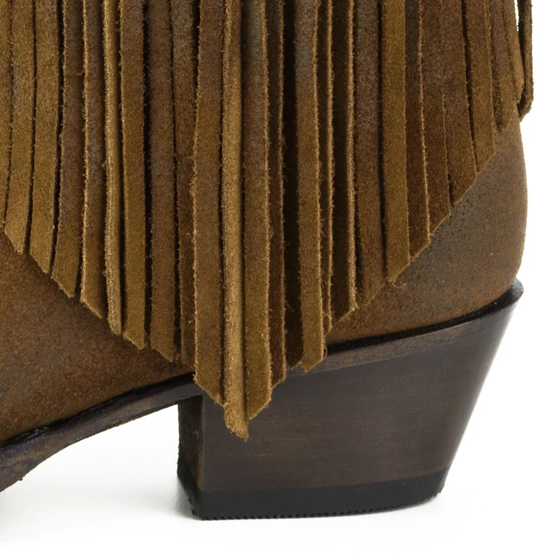 Cowboy Country und Western Damen-Stiefeletten mit Fransen 2374 Braunes Wildleder