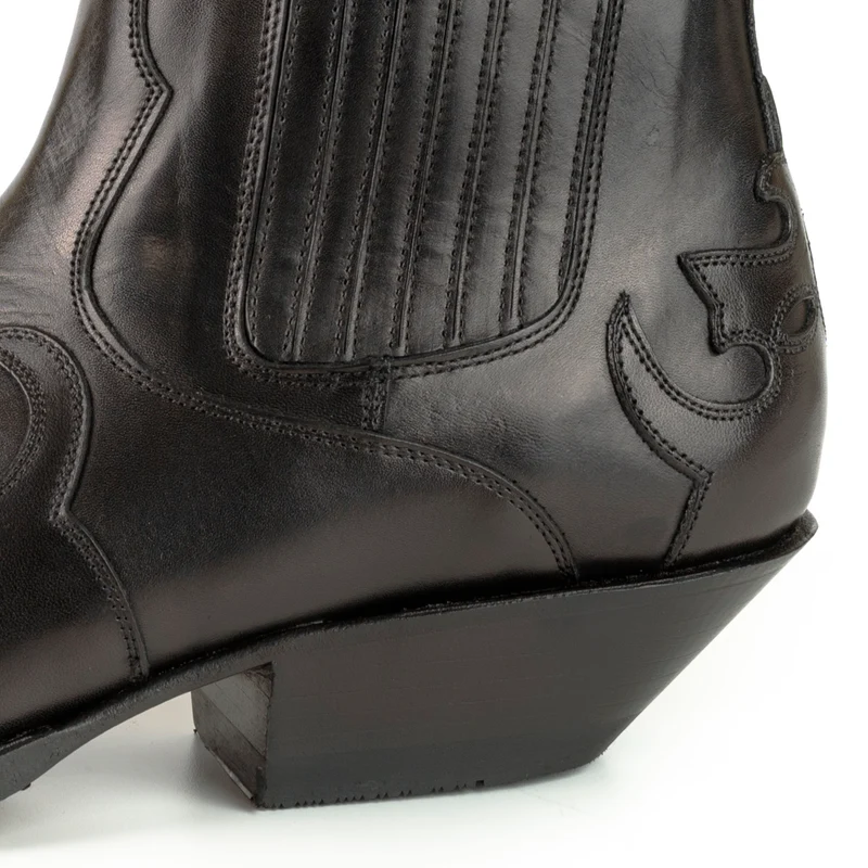 Cowboy Country Western Stiefeletten für Herren und Damen 1931 aus schwarzem Leder