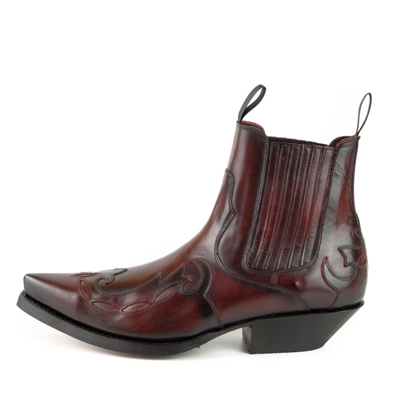 Cowboy Country Western Stiefeletten für Herren und Damen 1931 aus dunkelrotem Leder