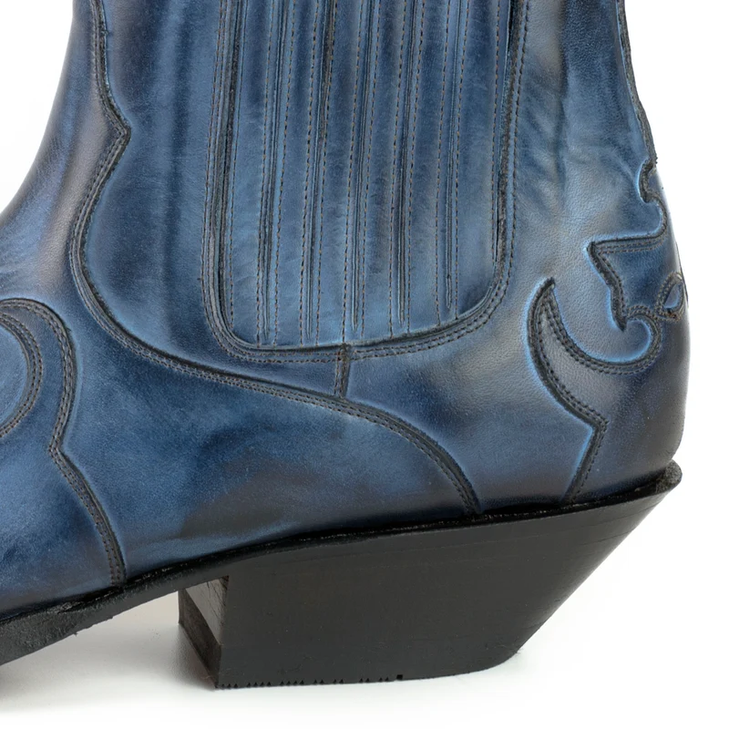 Cowboy Country Western Stiefeletten für Herren und Damen 1931 aus blauem Leder