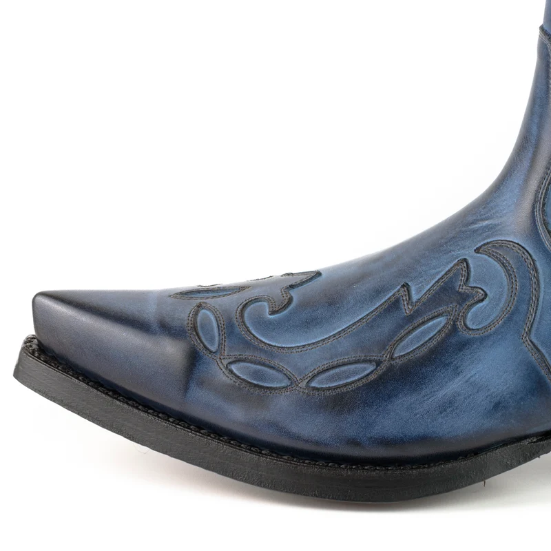 Cowboy Country Western Stiefeletten für Herren und Damen 1931 aus blauem Leder