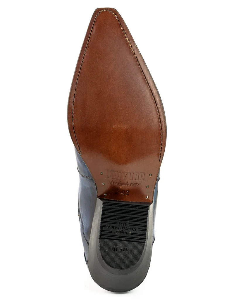Cowboy Country Western Stiefeletten für Herren und Damen 1931 aus blauem Leder