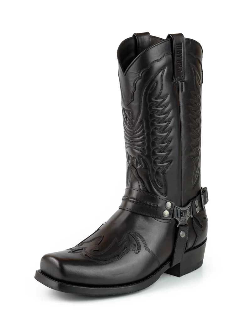 Herren Biker Motard Boots 2471 Schwarzes Leder
