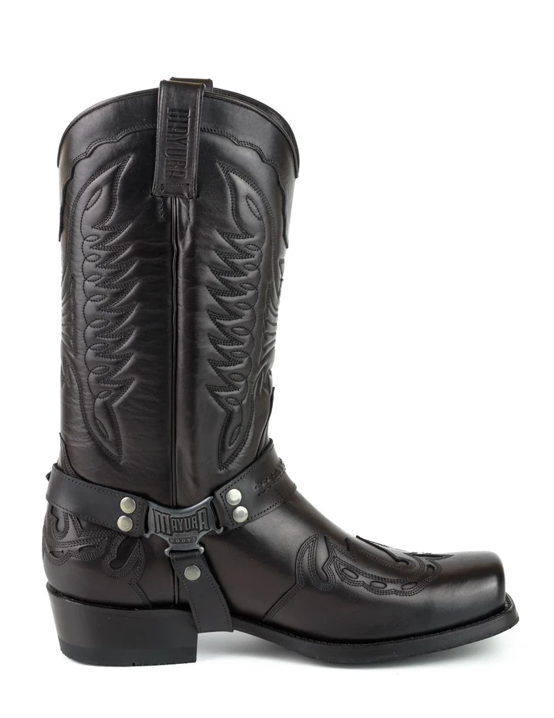 Herren Biker Motard Boots 2471 Schwarzes Leder