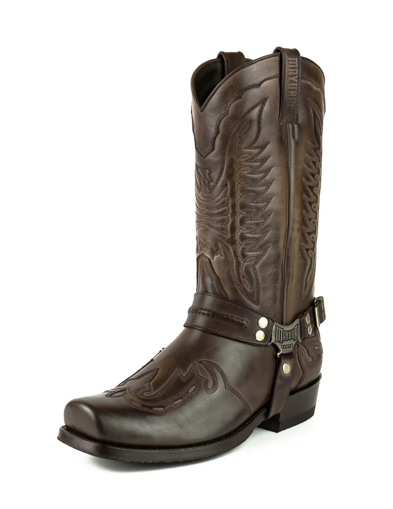Herren Biker Motard Boots 2471 Braunes Leder