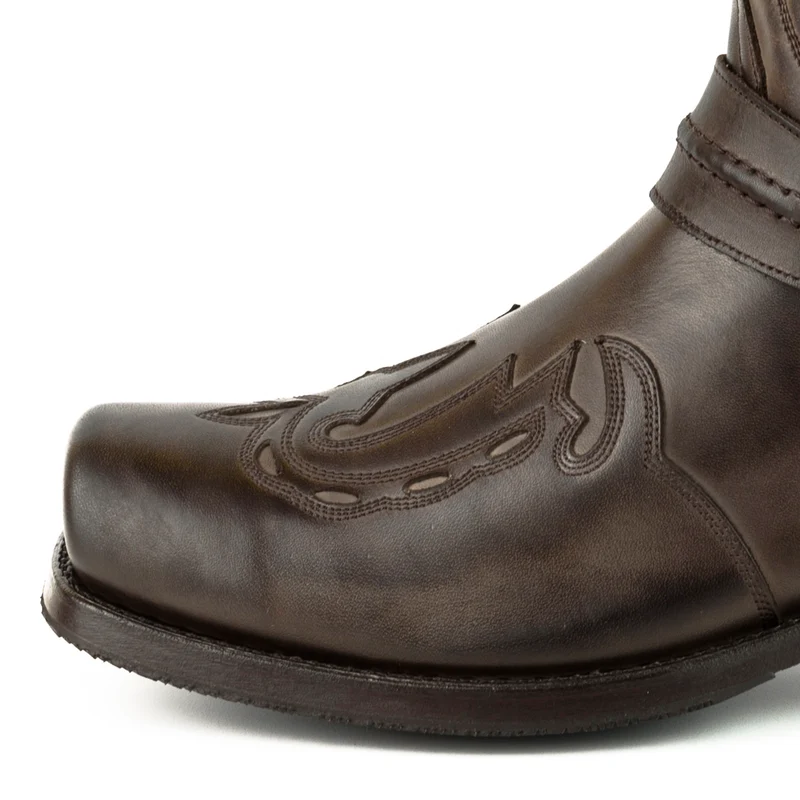Herren Biker Motard Boots 2471 Braunes Leder