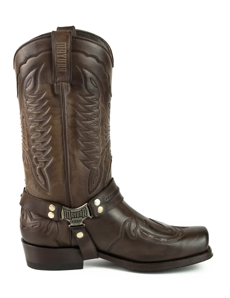 Herren Biker Motard Boots 2471 Braunes Leder