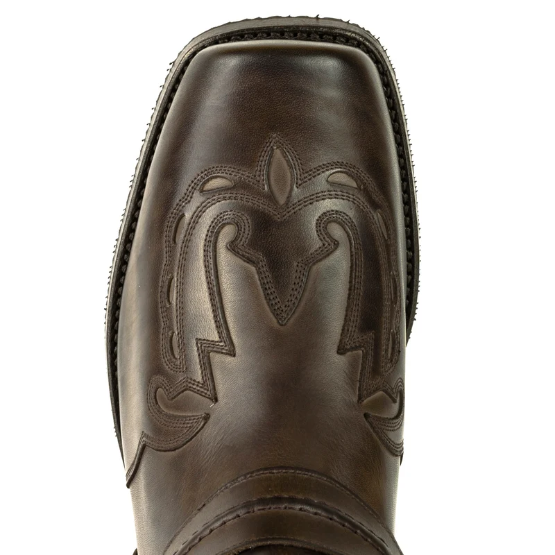 Herren Biker Motard Boots 2471 Braunes Leder
