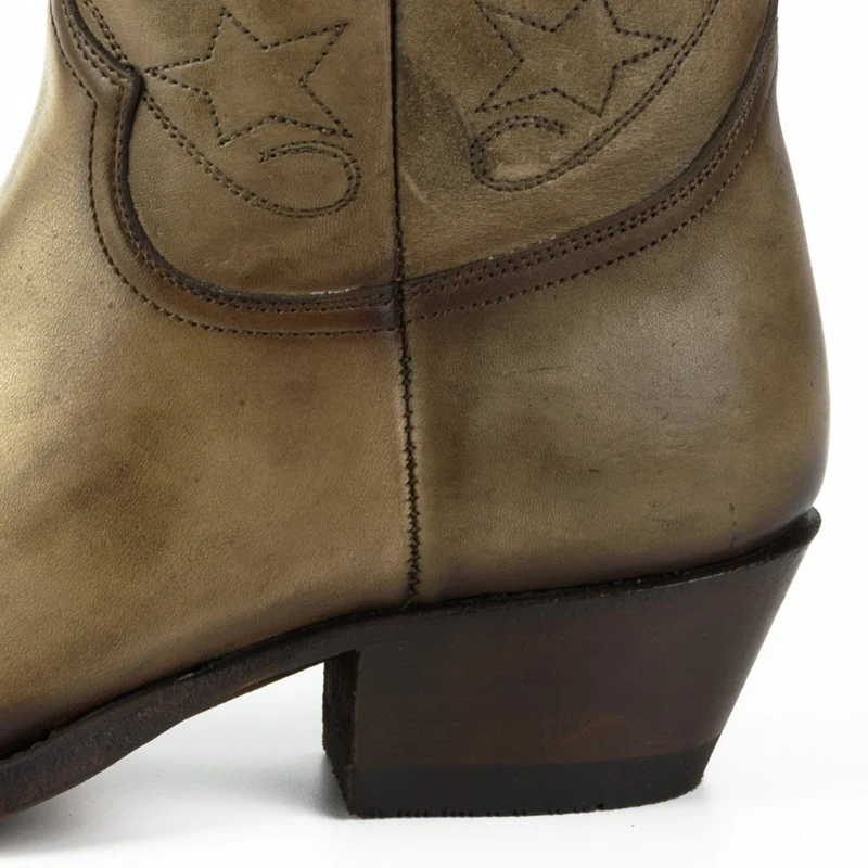 Cowboy Country und Western Damen Stiefeletten 2374 Beige Leder