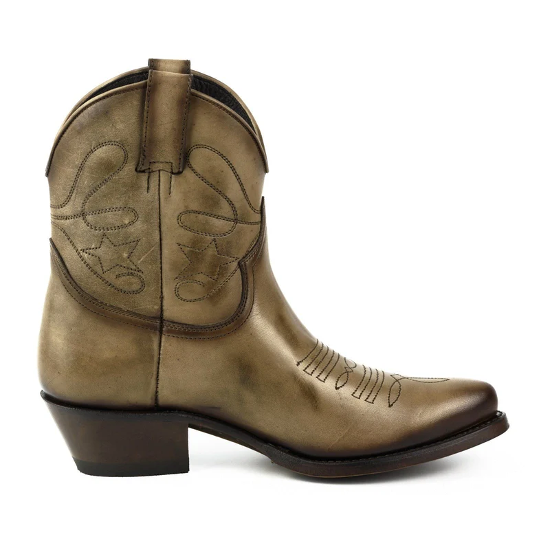 Cowboy Country und Western Damen Stiefeletten 2374 Beige Leder