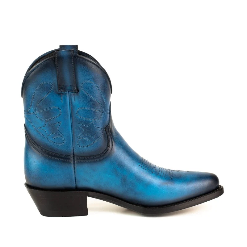 Cowboy Country und Western Damen Stiefeletten 2374 Blaues Leder