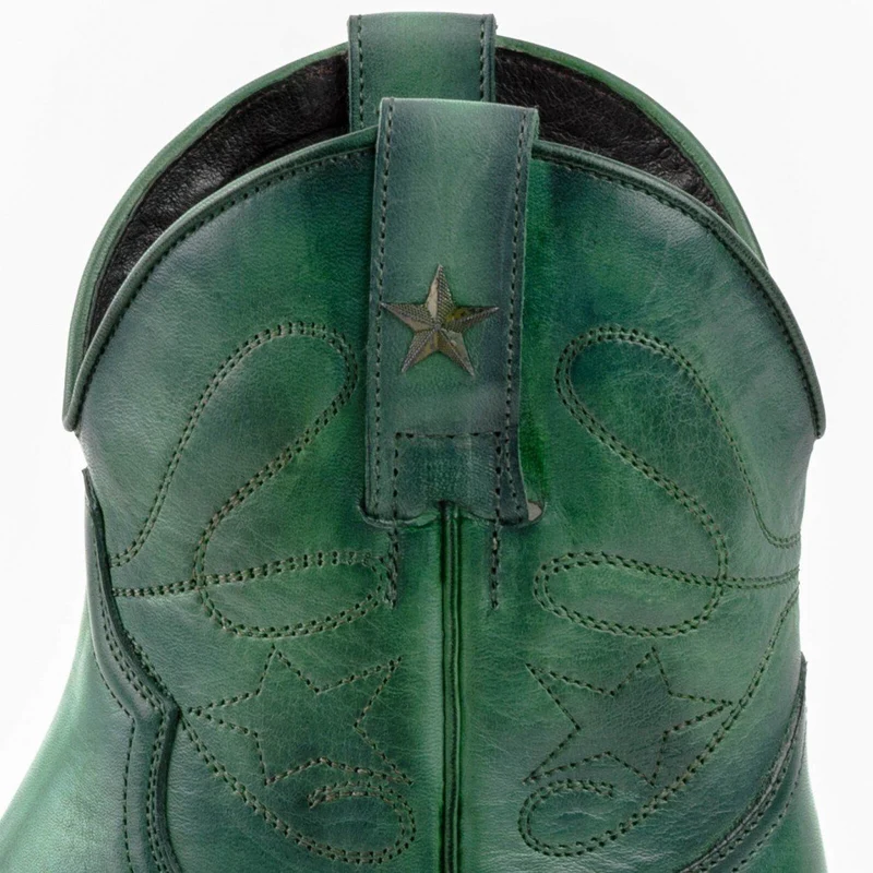 Cowboy Country und Western Damen Stiefeletten 2374 Grünes Leder