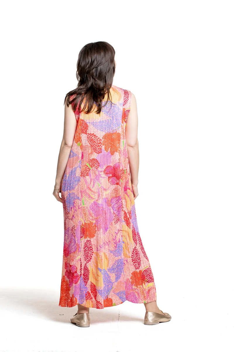 Pleats Please Issey Miyake Damen Plissee Kleid pink multicolor