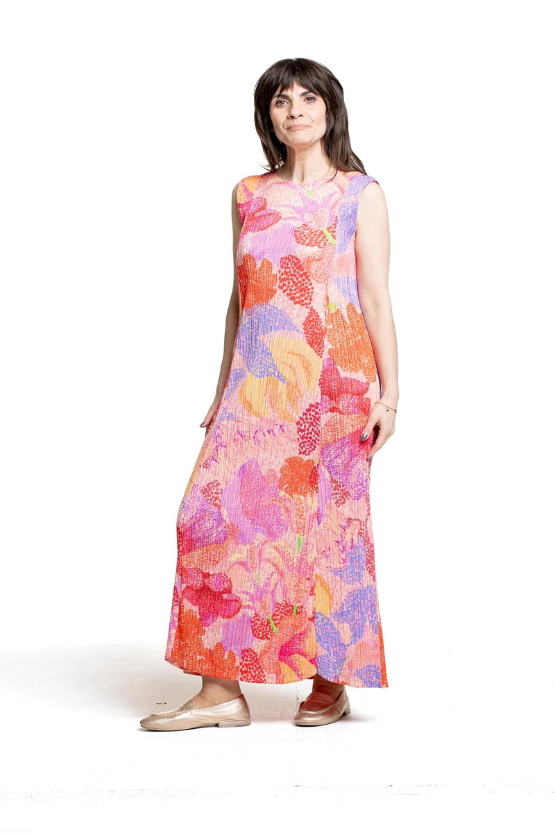 Pleats Please Issey Miyake Damen Plissee Kleid pink multicolor