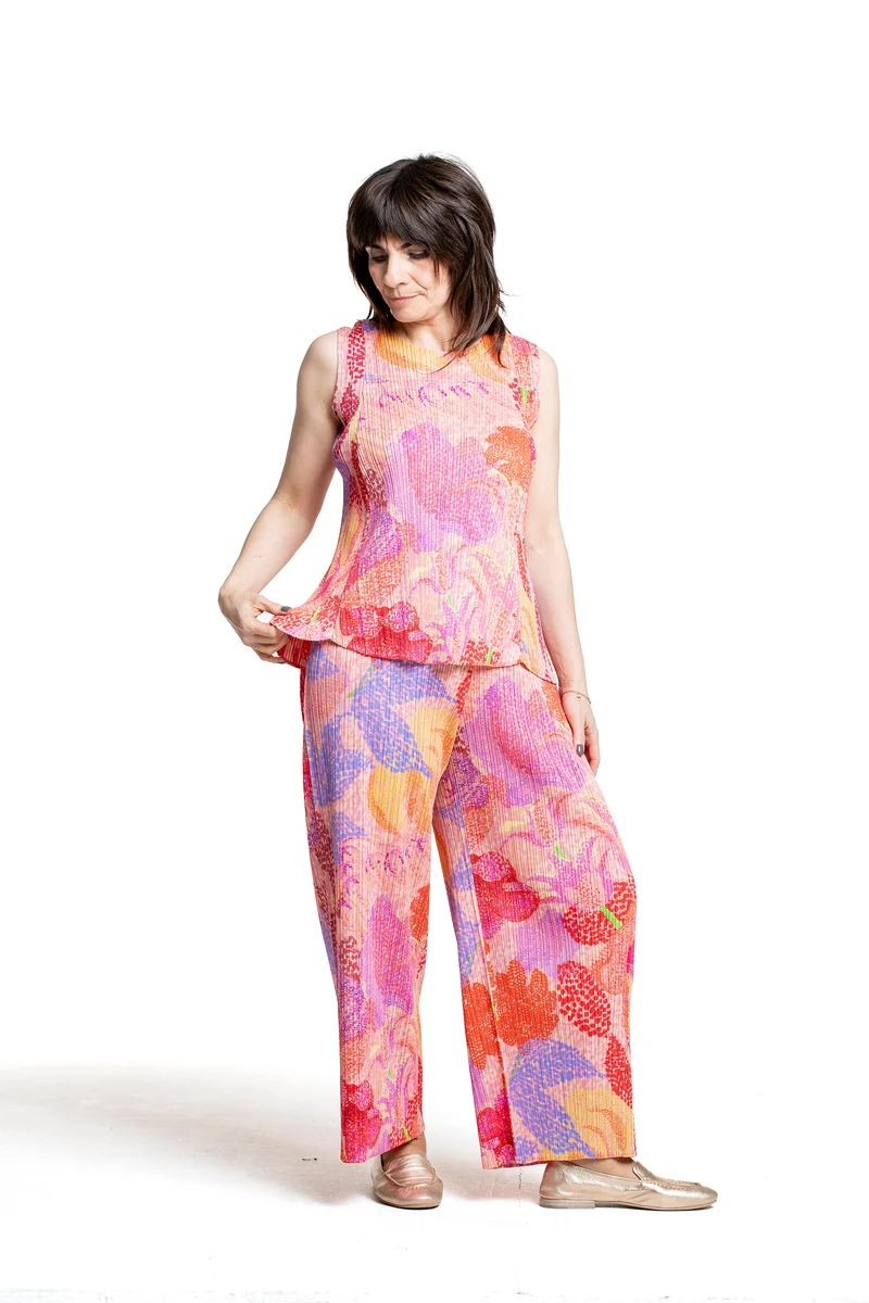 Pleats Please Issey Miyake Damen Plissee Top pink multicolor