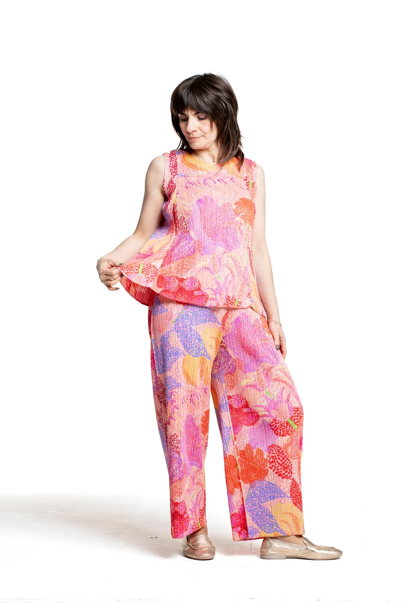 Pleats Please Issey Miyake Damen Plissee Top pink multicolor