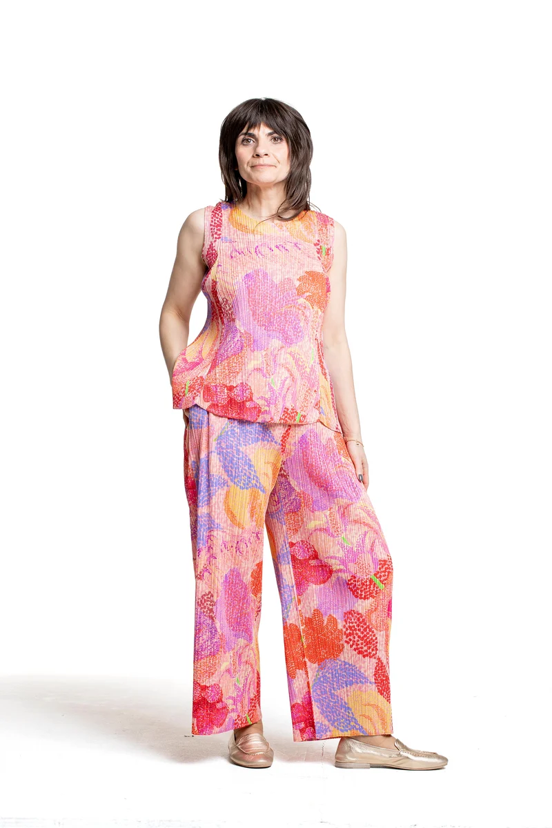 Pleats Please Issey Miyake Damen Plissee Hose pink multicolor