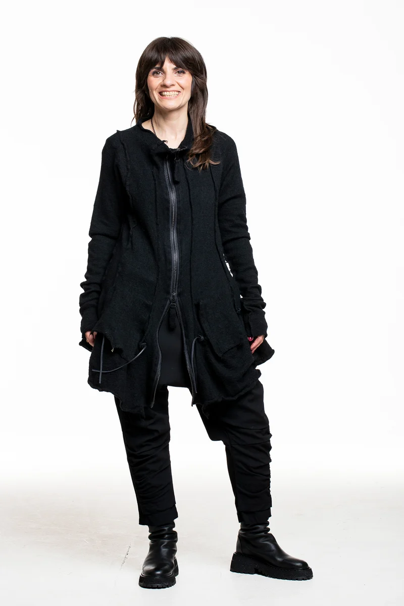 Rundholz Damen Wolljacke schwarz