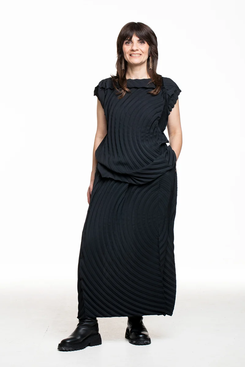 Issey Miyake Damen Plisse Rock PAPER BAG PLEATS schwarz