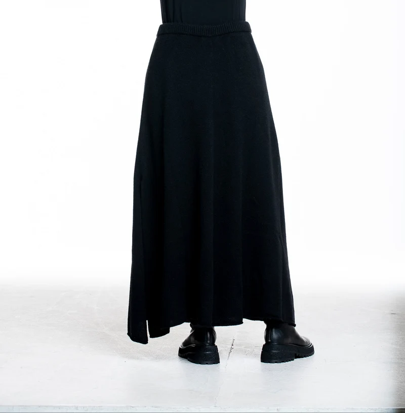 The Elder Statesman Damen Kaschmir Maxi-Rock schwarz