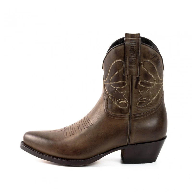 Damen Cowboy Country und Western Stiefeletten 2374 Leder Dunkelbraun 2