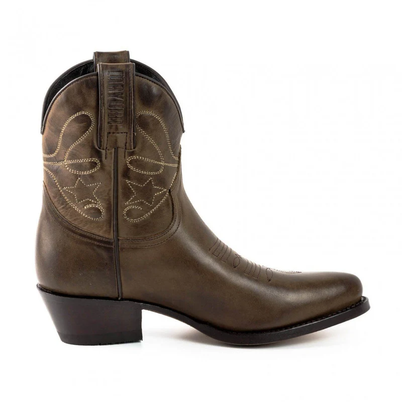Damen Cowboy Country und Western Stiefeletten 2374 Leder Dunkelbraun 2