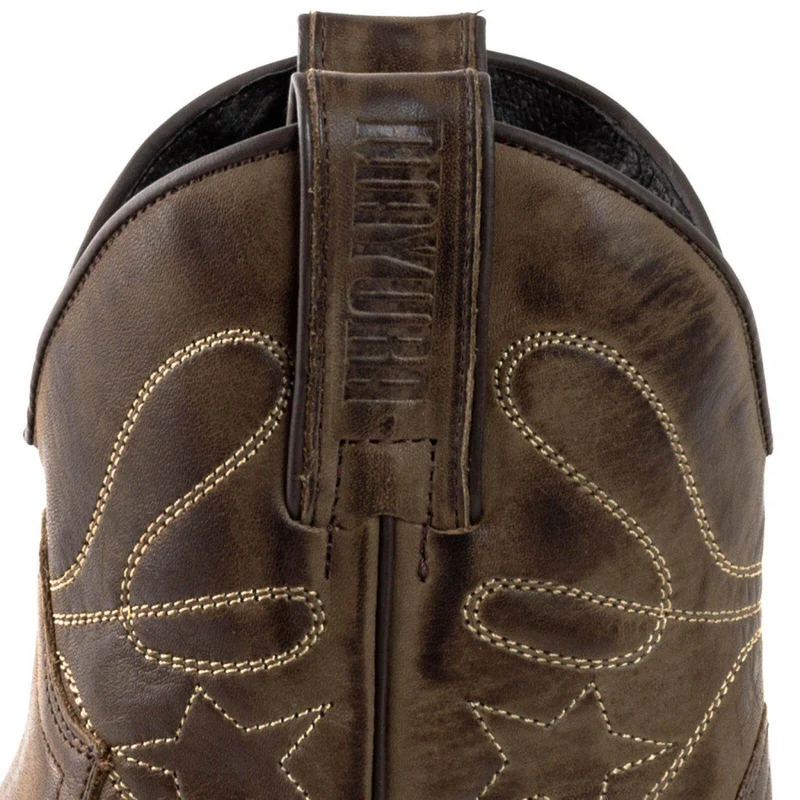 Damen Cowboy Country und Western Stiefeletten 2374 Leder Dunkelbraun 2