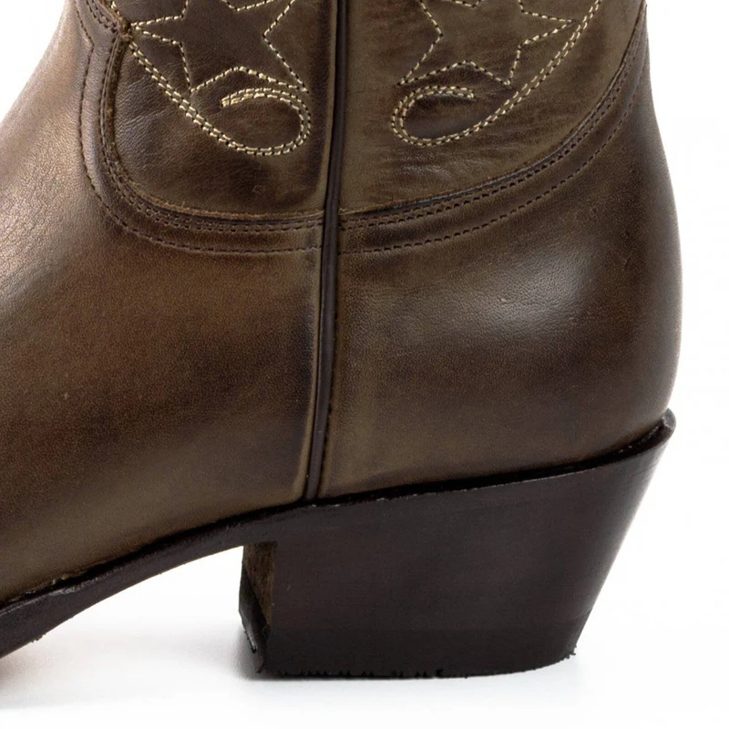 Damen Cowboy Country und Western Stiefeletten 2374 Leder Dunkelbraun 2