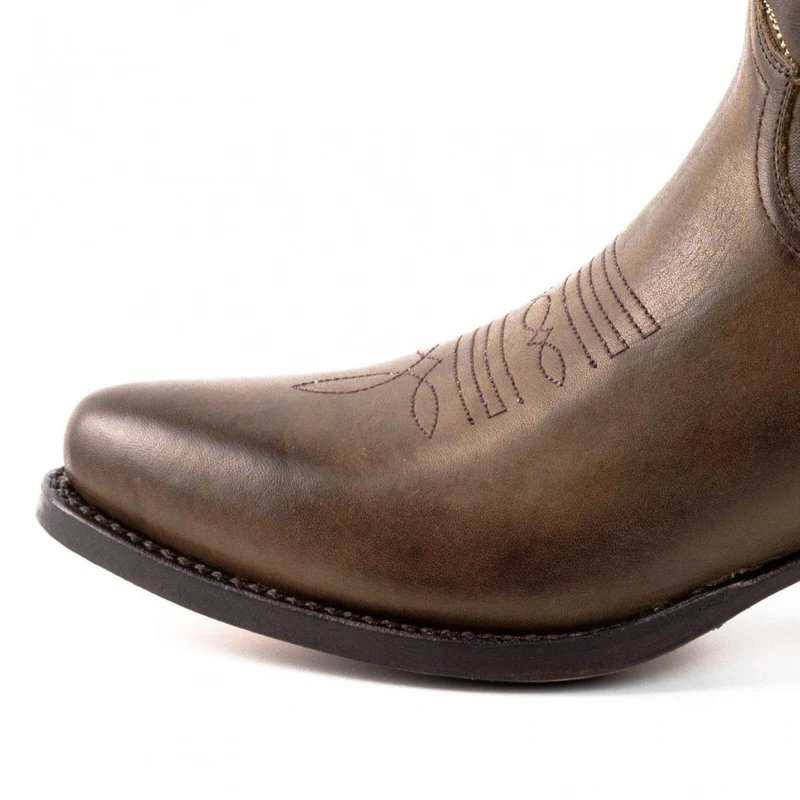 Damen Cowboy Country und Western Stiefeletten 2374 Leder Dunkelbraun 2