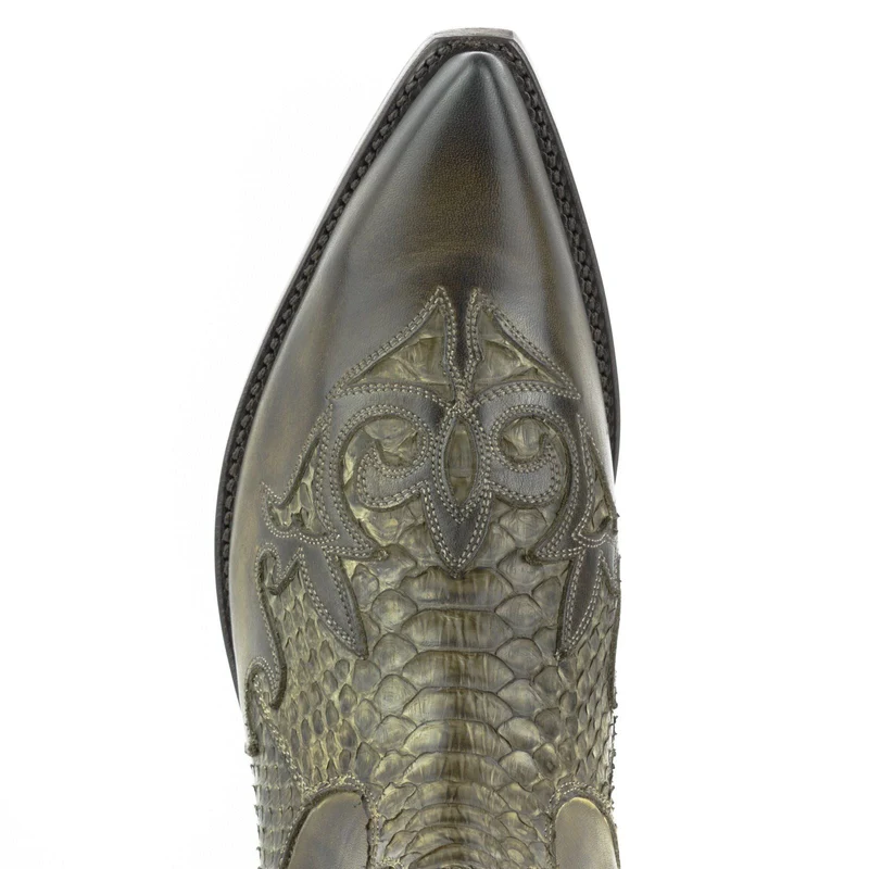 Urban Cowboy-Stiefeletten für Herren und Damen aus 2500 grünem und exotischem grünem Leder