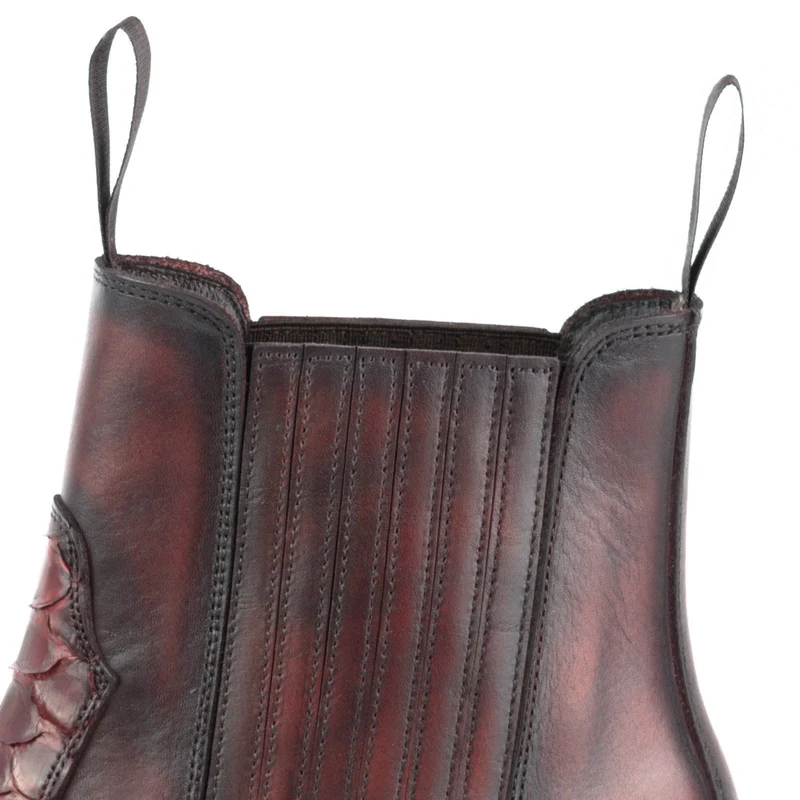 Urban Cowboy-Stiefeletten 2500 für Herren und Damen aus exotischem Leder in Rot und Dunkelrot