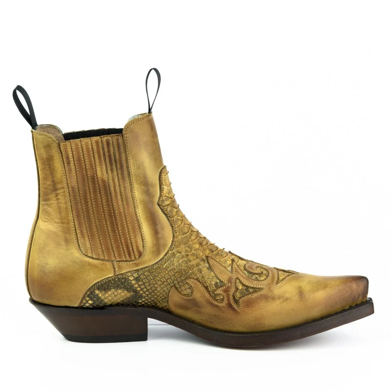 Urban Cowboy-Stiefeletten für Damen und Herren aus 2500-Gelb und exotischem Gelbleder