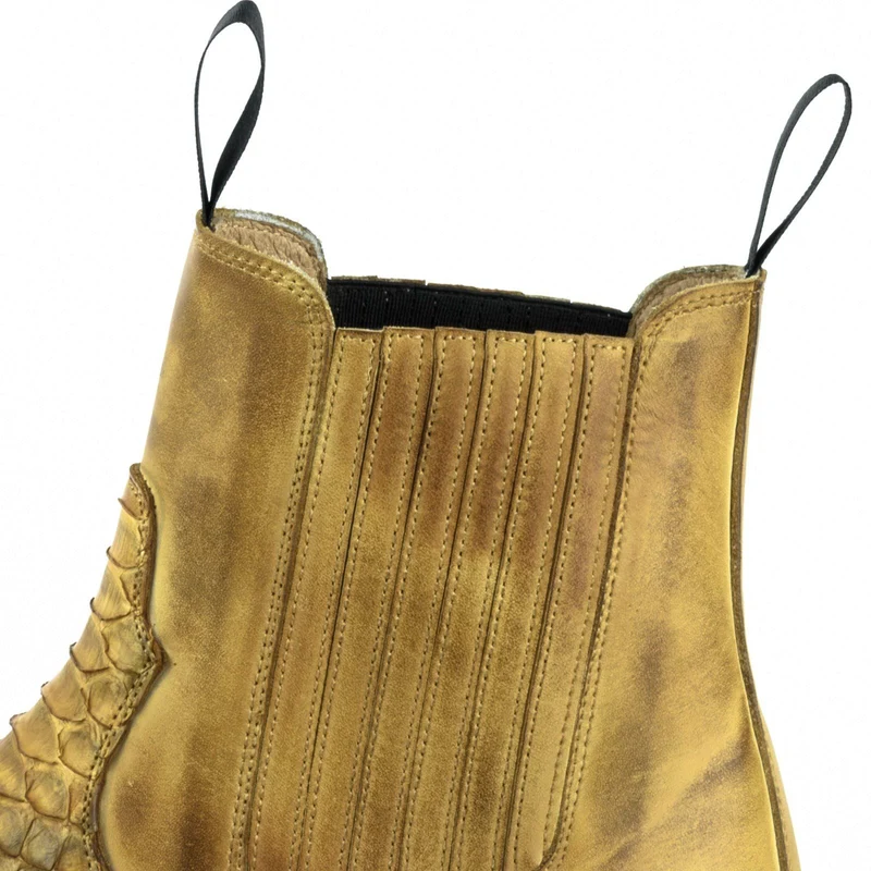 Urban Cowboy-Stiefeletten für Damen und Herren aus 2500-Gelb und exotischem Gelbleder
