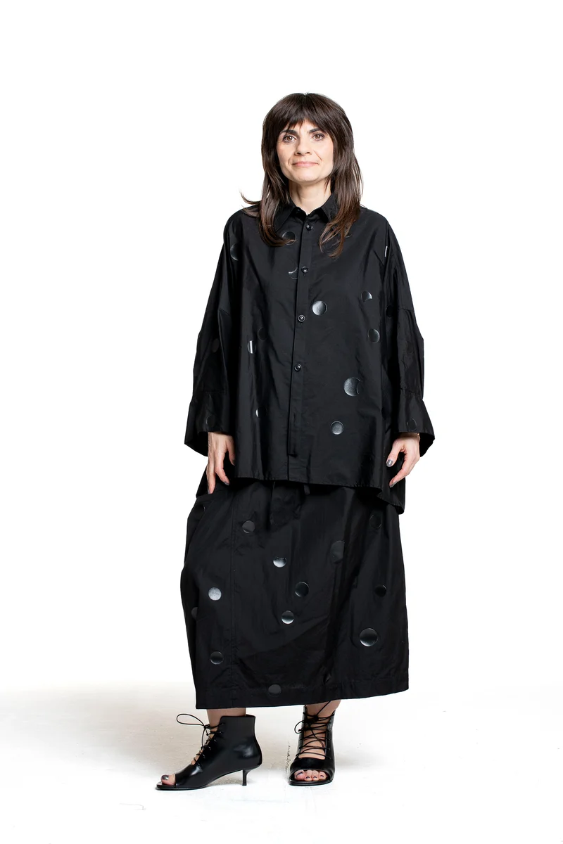 Y’s Yohji Yamamoto Damen Rock mit Punktprint schwarz