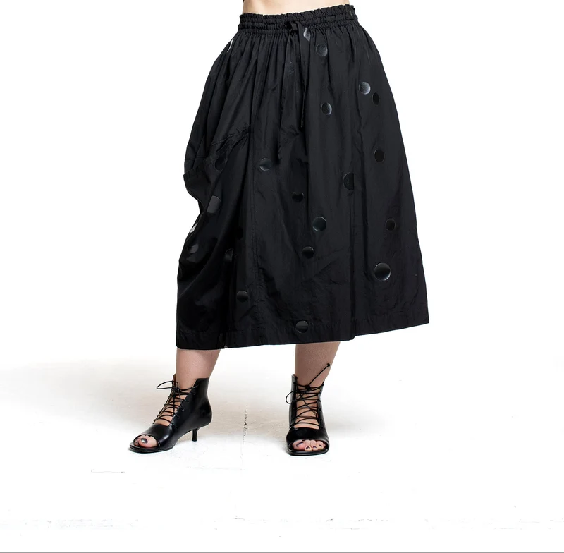 Y’s Yohji Yamamoto Damen Rock mit Punktprint schwarz