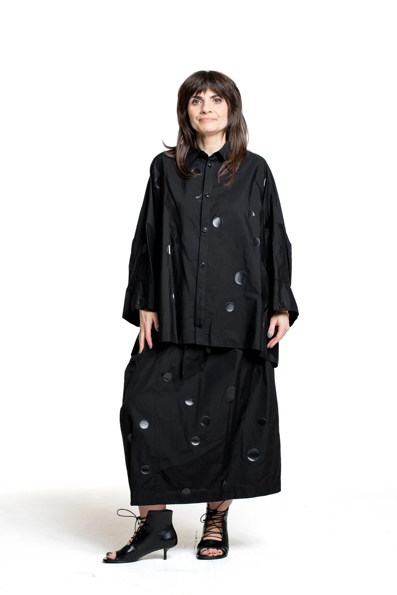 Y’s Yohji Yamamoto Damen Bluse mit Punktprint schwarz