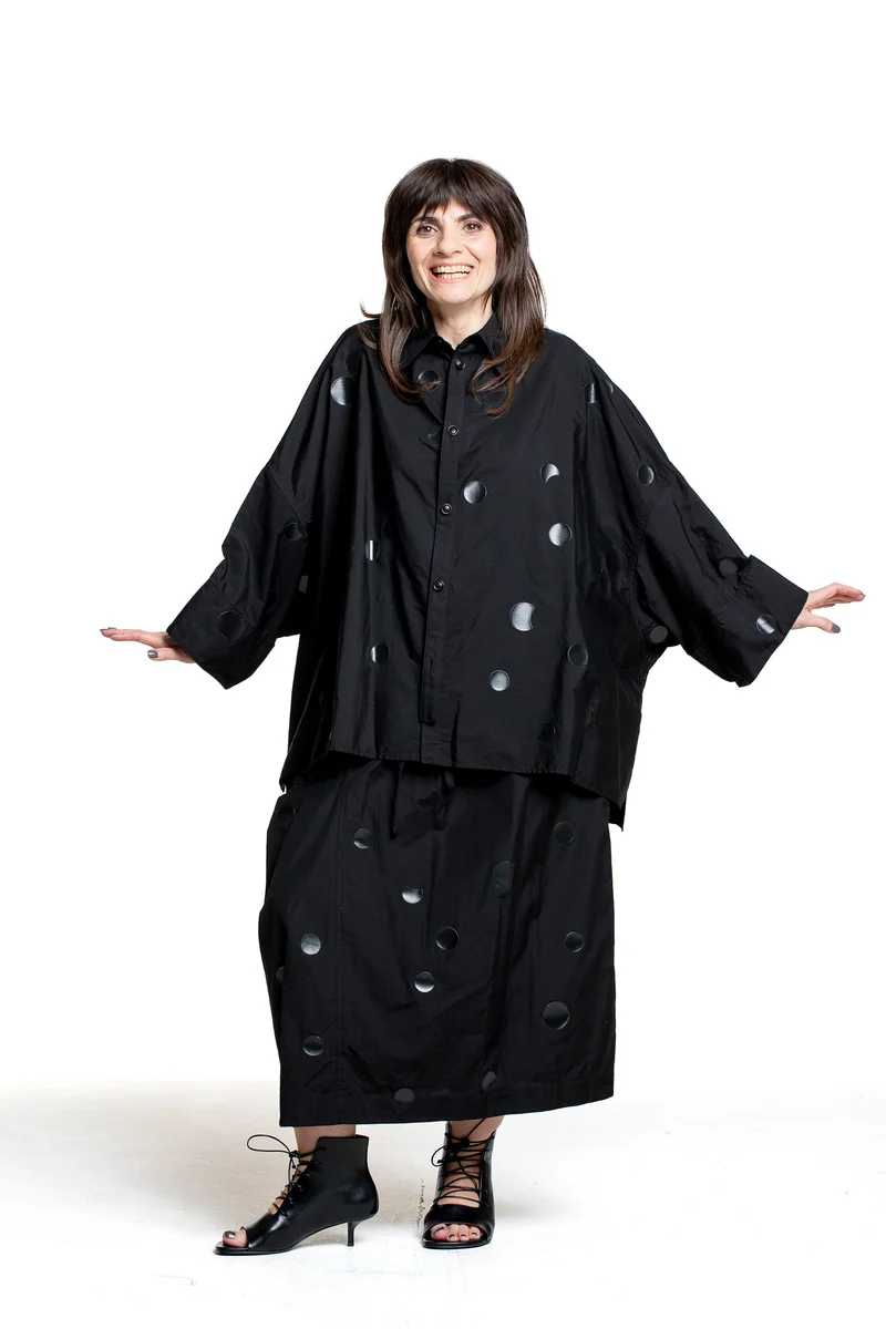 Y’s Yohji Yamamoto Damen Bluse mit Punktprint schwarz