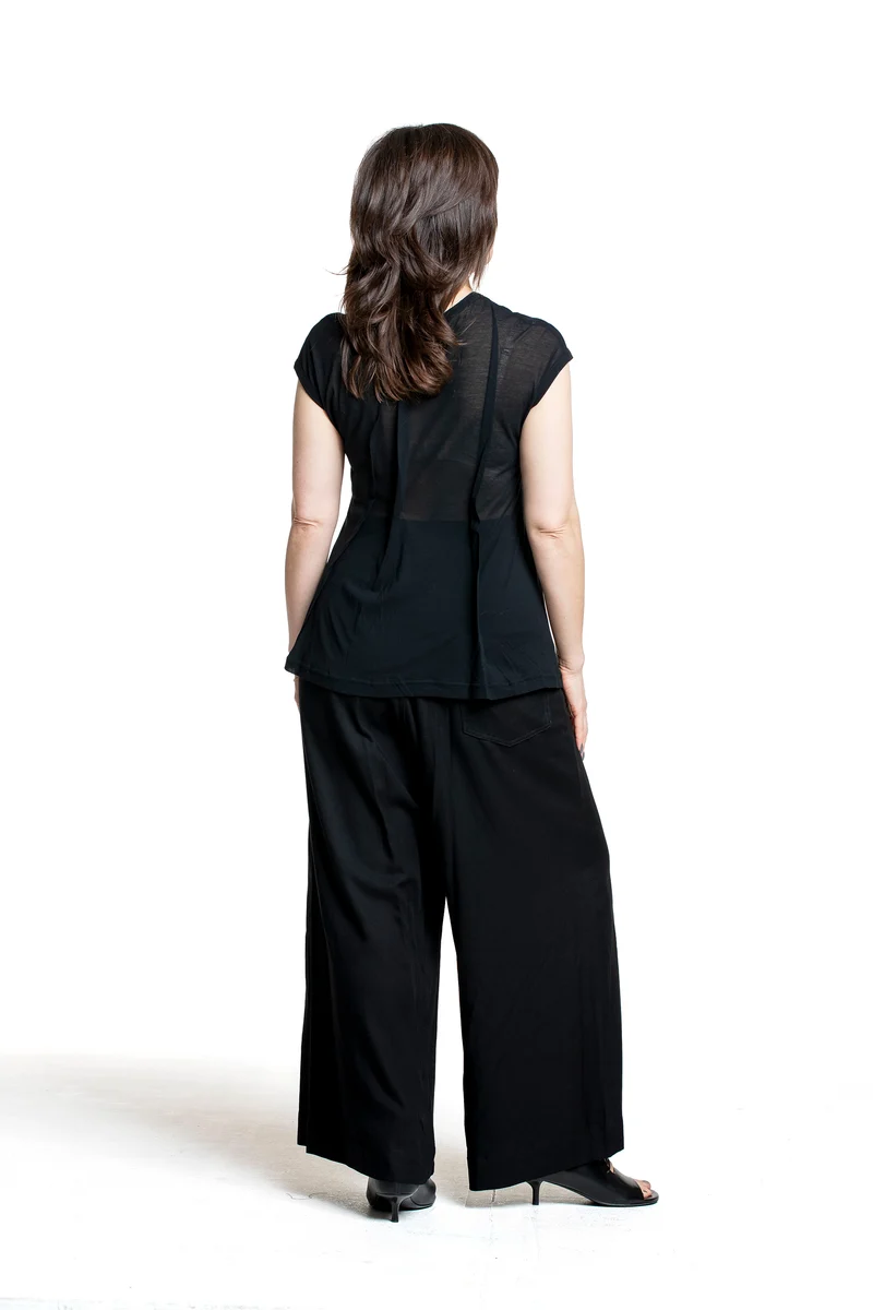 Y’s Yohji Yamamoto Damen Top Semitransparent schwarz
