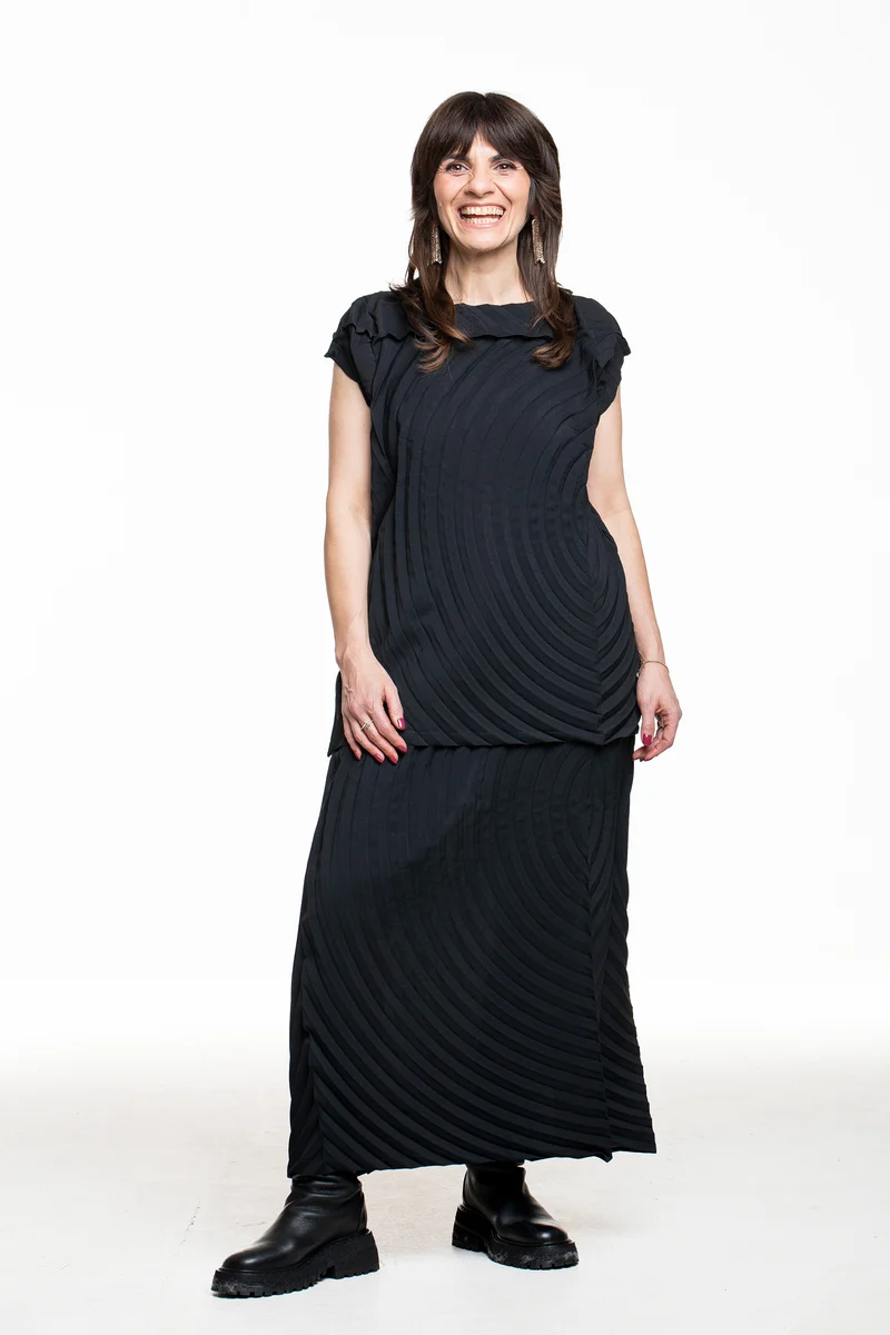 Issey Miyake Damen Plissee Top PAPER BAG PLEATS schwarz