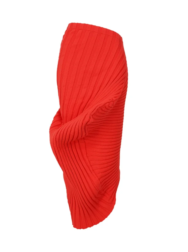 Issey Miyake Damen Asymmetrischer Strick-Rock AS IT IS rot