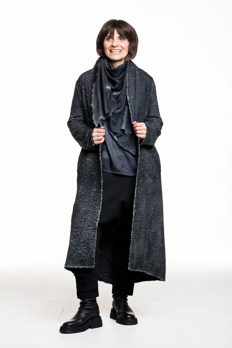 Avant Toi Damen Langer Strick-Cardigan schwarz