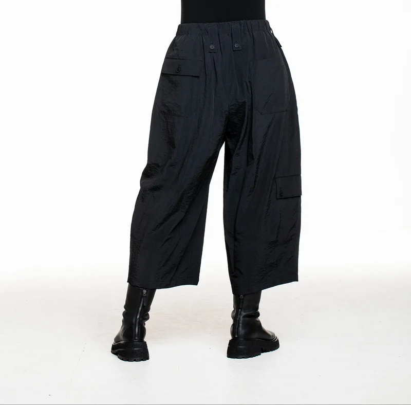 Yohji Yamamoto Damen Hose weit schwarz