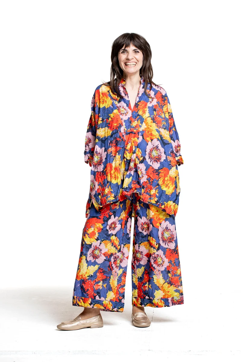 Daniela Gregis Damen Oversized-Bluse Blumenprint multicolor