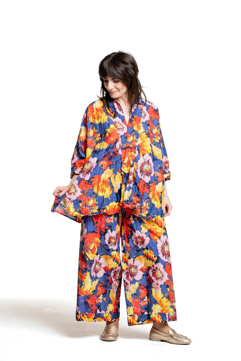 Daniela Gregis Damen Oversized-Bluse Blumenprint multicolor